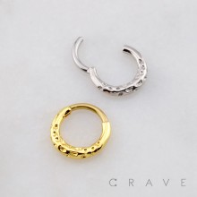 HAMMERED RIM TEXTURE 316L SURGICAL STEEL SEPTUM HINGED SEGMENT RING